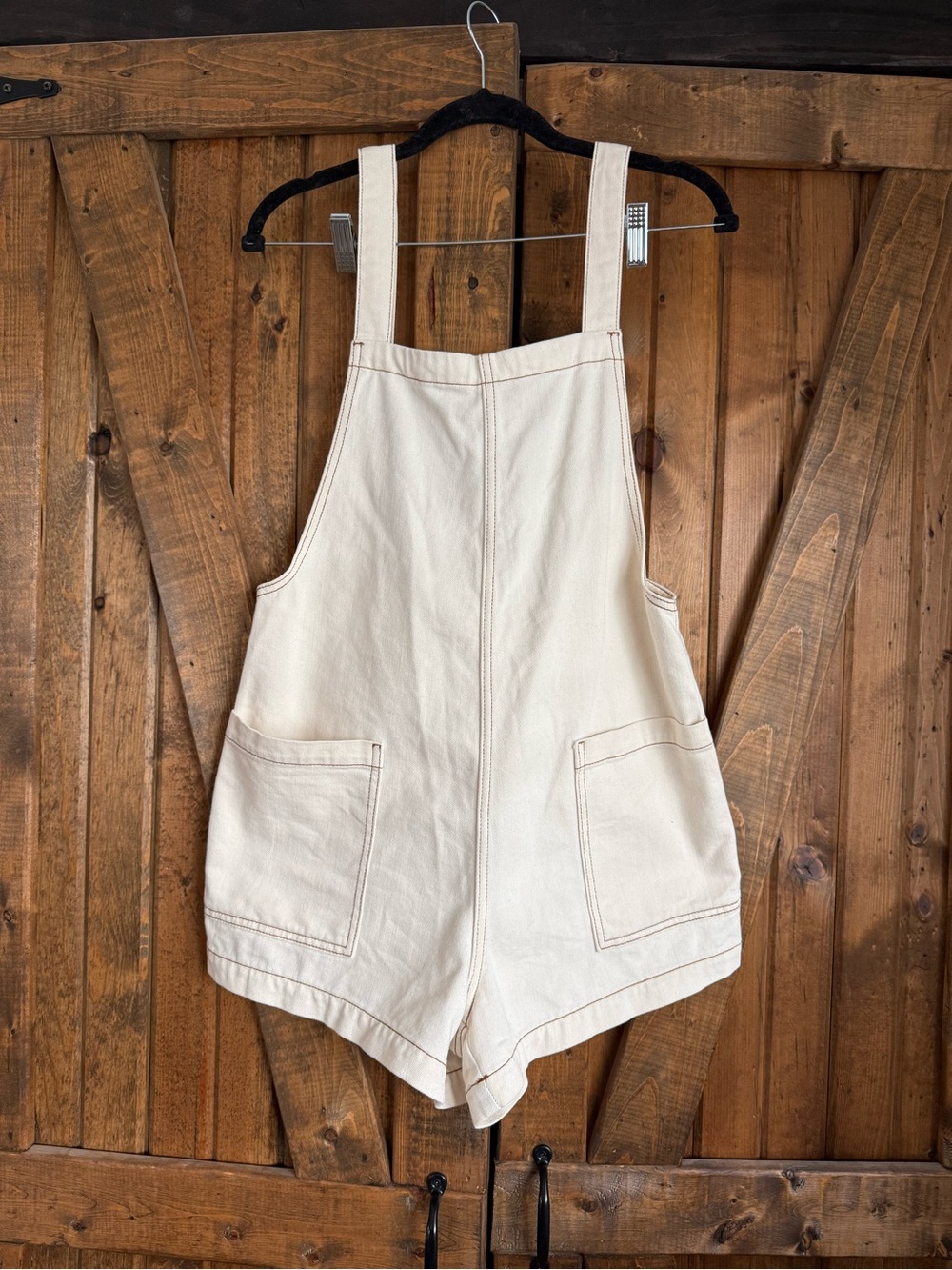 aerie Cream Cotton Short Overalls - Women's Shorts